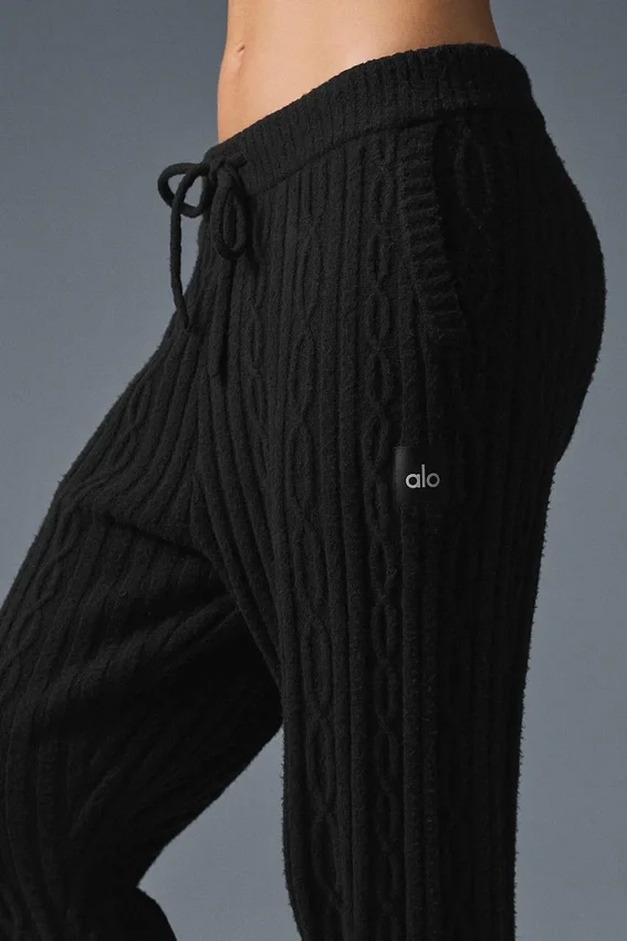 Cable Knit Winter Bliss-byxor – Svart