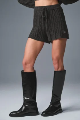 Cable Knit Winter Bliss Shorts – mörk melerad grå