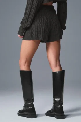Cable Knit Winter Bliss Shorts – mörk melerad grå