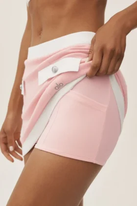 Capri-kjol i bomull och kashmir med High-Waist – Dream – solkysst rosa/vit