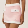 Capri-kjol i bomull och kashmir med High-Waist – Dream – solkysst rosa/vit