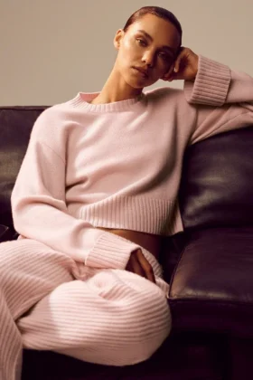 Cashmere Embrace-tröja – Frosted Pink