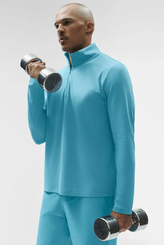 Conquer 1/4 Zip Reform långärmad tröja – Blue Breeze