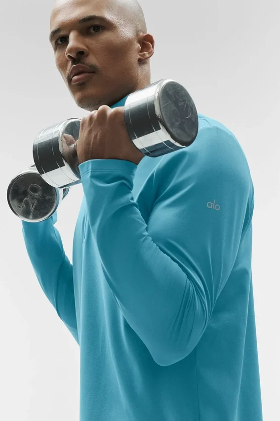 Conquer 1/4 Zip Reform långärmad tröja – Blue Breeze