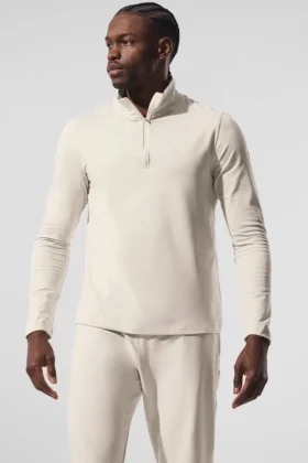 Conquer 1/4 Zip Reform långärmad tröja – Bone