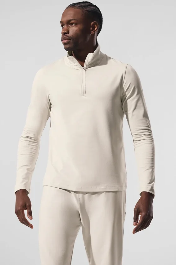 Conquer 1/4 Zip Reform långärmad tröja – Bone