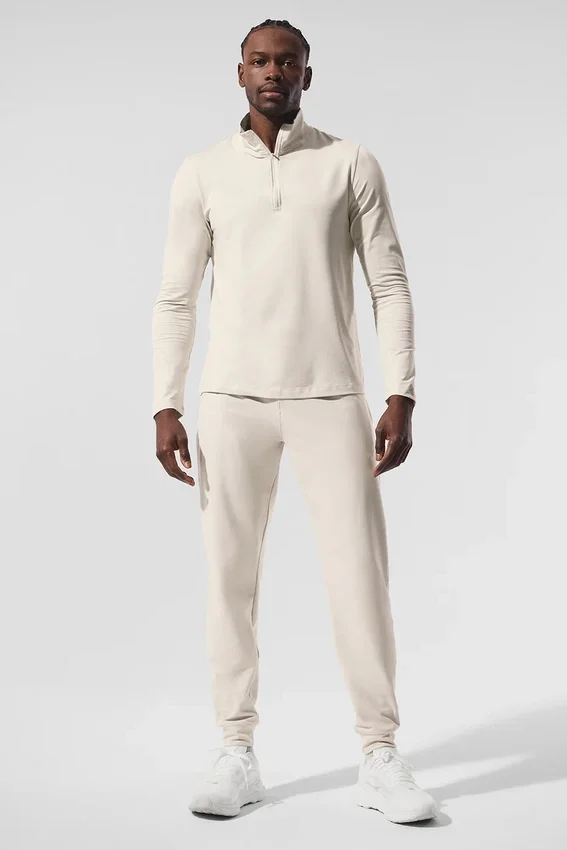 Conquer 1/4 Zip Reform långärmad tröja – Bone