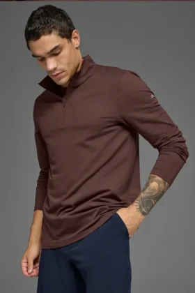 Conquer 1/4 Zip Reform långärmad tröja – Brownstone