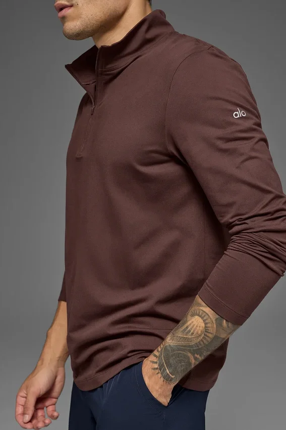 Conquer 1/4 Zip Reform långärmad tröja – Brownstone