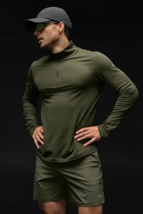 Conquer 1/4 Zip Reform långärmad tröja – Green Olive