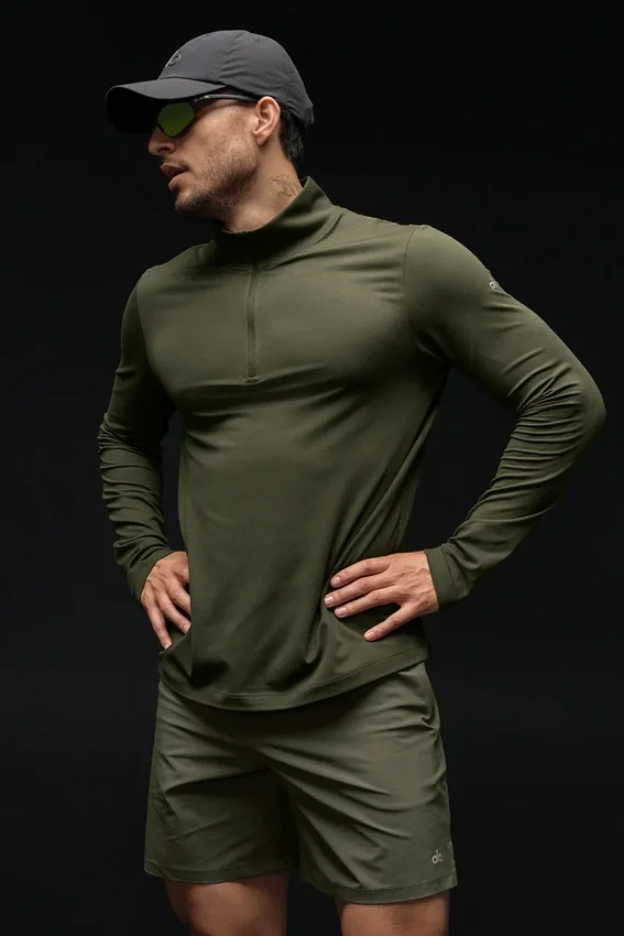 Conquer 1/4 Zip Reform långärmad tröja – Green Olive