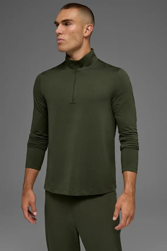 Conquer 1/4 Zip Reform långärmad tröja – Green Olive