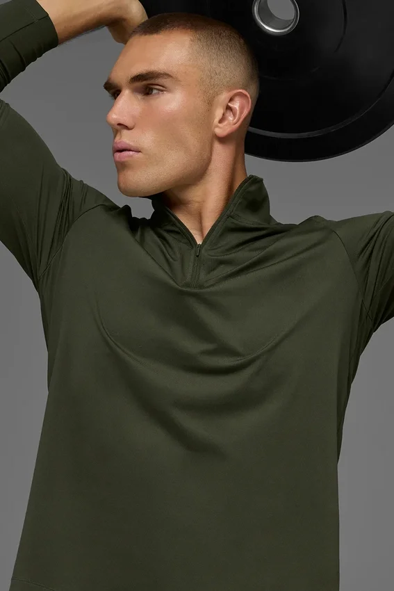 Conquer 1/4 Zip Reform långärmad tröja – Green Olive