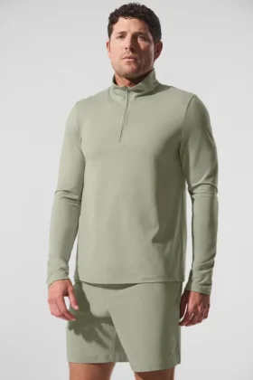 Conquer 1/4 Zip Reform långärmad tröja – Limestone