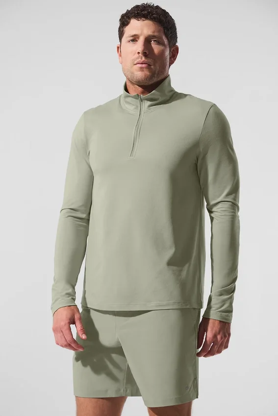 Conquer 1/4 Zip Reform långärmad tröja – Limestone