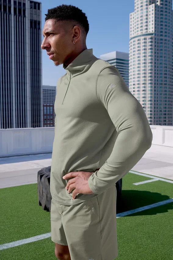 Conquer 1/4 Zip Reform långärmad tröja – Limestone