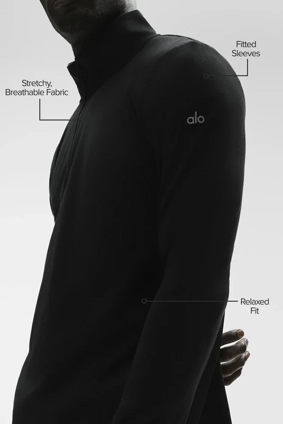 Conquer 1/4 Zip Reform långärmad tröja – svart