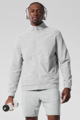 Conquer Max Mock Neck Full Zip – Athletic Heather Grey