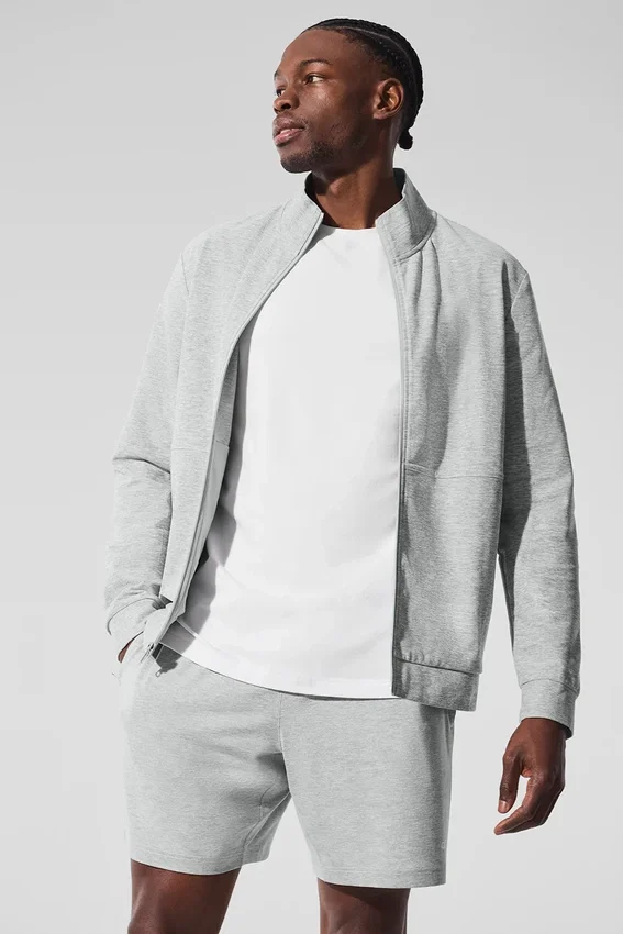 Conquer Max Mock Neck Full Zip – Athletic Heather Grey