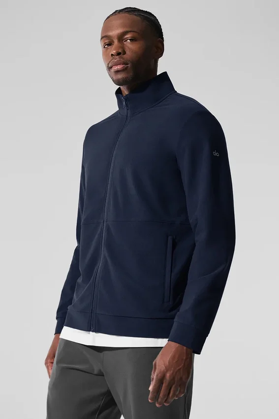 Conquer Max Mock Neck Full Zip – marinblå