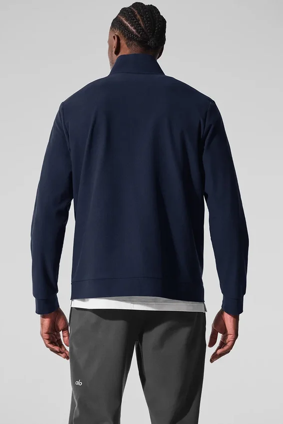 Conquer Max Mock Neck Full Zip – marinblå