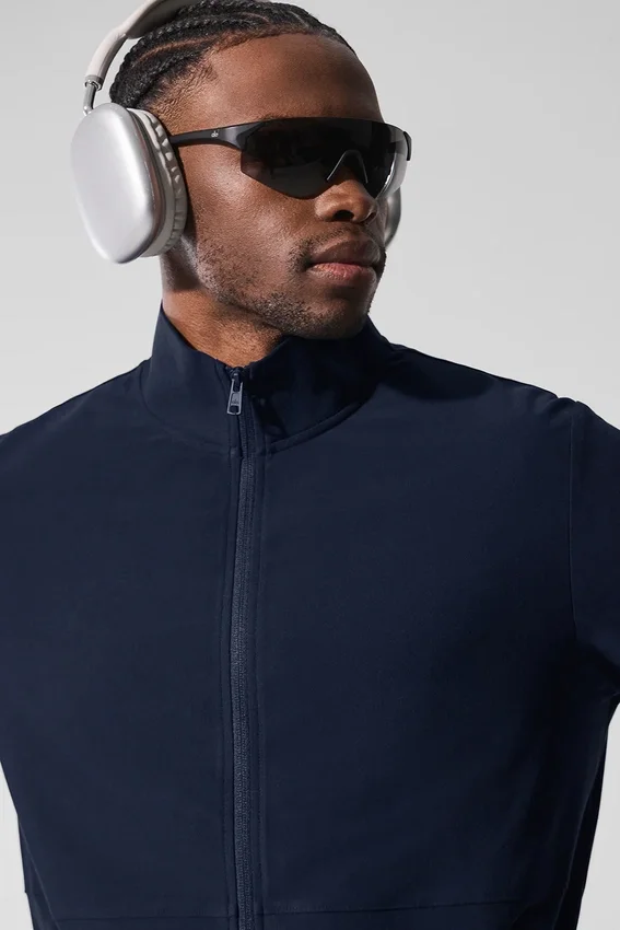 Conquer Max Mock Neck Full Zip – marinblå