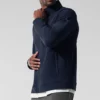 Conquer Max Mock Neck Full Zip – marinblå