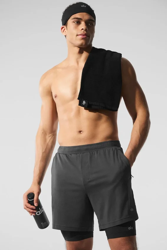 Conquer React 2-i-1 Performance-shorts – antracit/svart