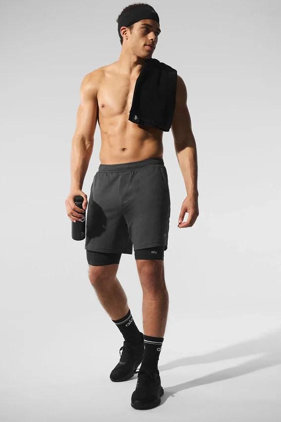 Conquer React 2-i-1 Performance-shorts – antracit/svart