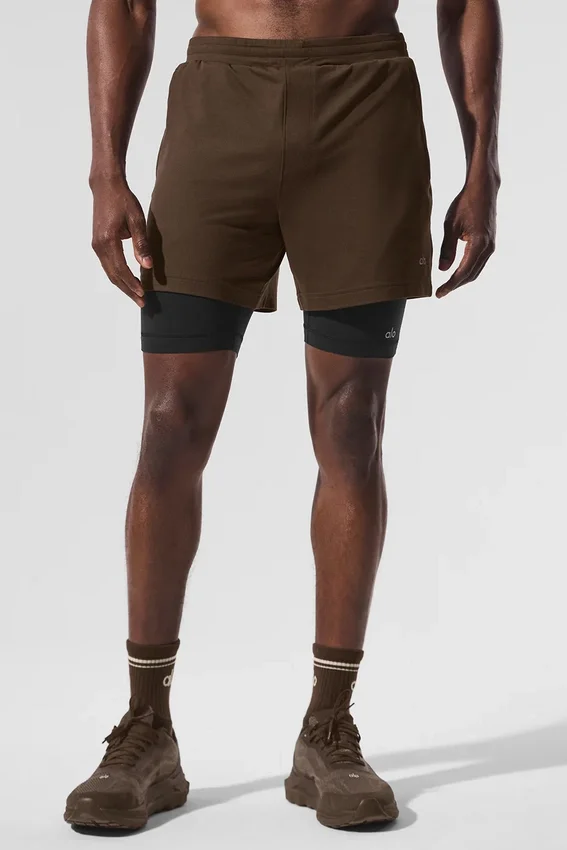 Conquer React 2-i-1 Performance-shorts – Espresso/svart