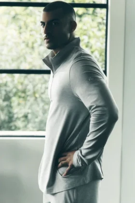 Conquer Reform långärmad tröja med 1/4 dragkedja – Athletic Heather Grey