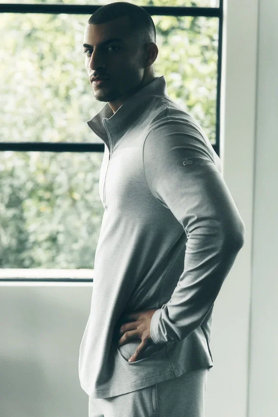 Conquer Reform långärmad tröja med 1/4 dragkedja – Athletic Heather Grey