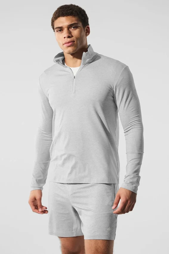 Conquer Reform långärmad tröja med 1/4 dragkedja – Athletic Heather Grey