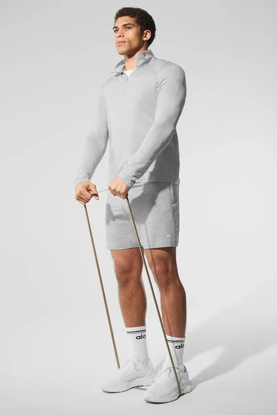 Conquer Reform långärmad tröja med 1/4 dragkedja – Athletic Heather Grey