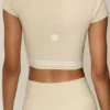 Cotton Cashmere My Serve kortärmat – sandbeige/vit