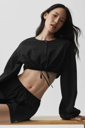 Cotton Cropped Real Deal långärmat – svart