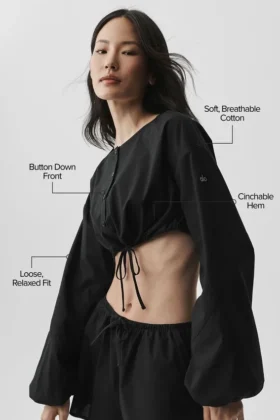 Cotton Cropped Real Deal långärmat – svart