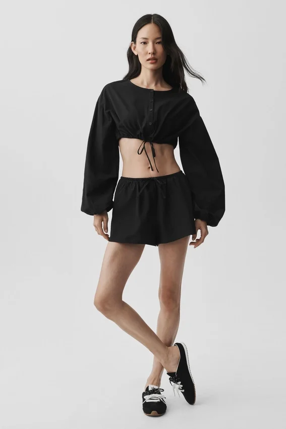 Cotton Cropped Real Deal långärmat – svart
