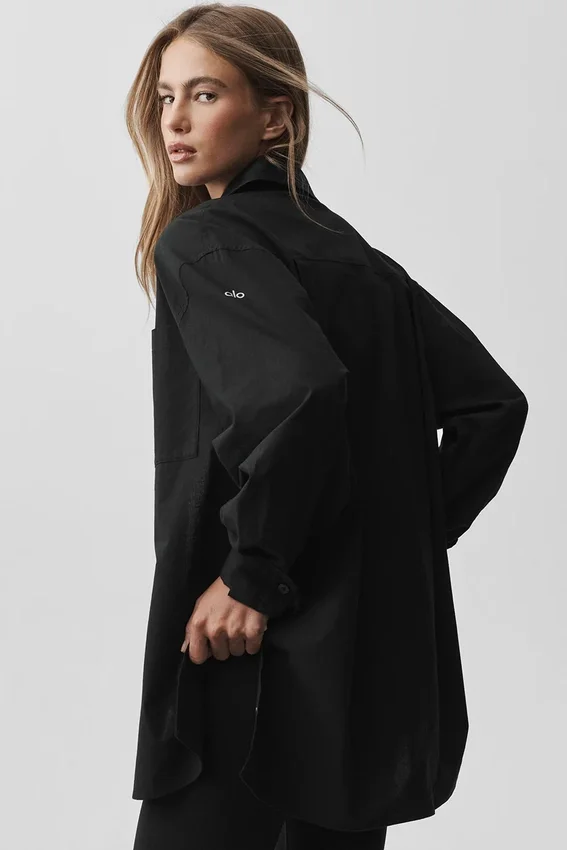 Cotton Real Deal Button-up Långärmat – Svart