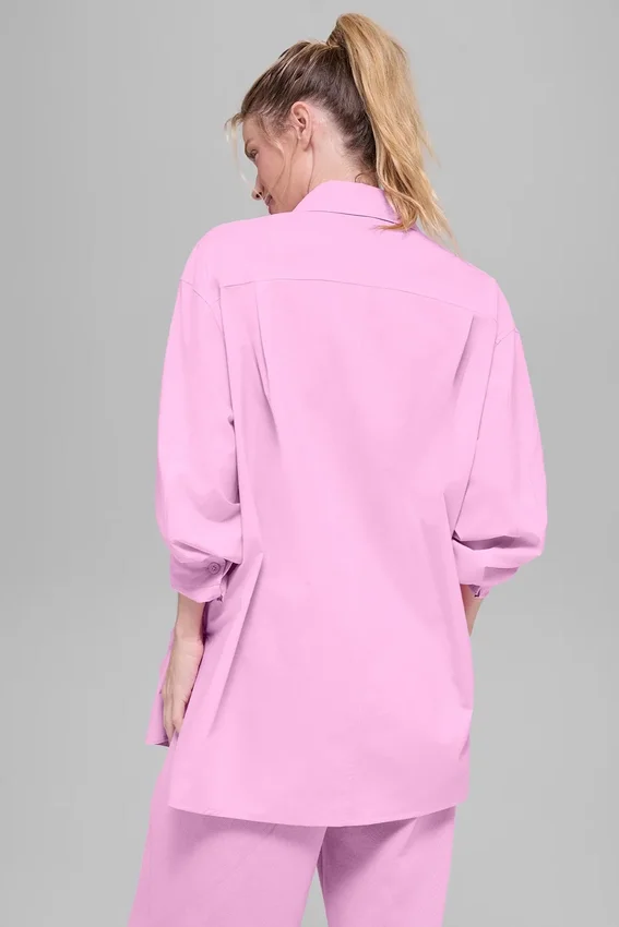 Cotton Real Deal knappad långärmad skjorta – Candy Heart Pink