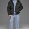 Crinkle Nylon Hooded Stage Puffer – Svart