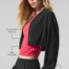 Cropped Breezy Full-Zip Cover up – Svart