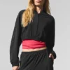 Cropped Breezy Full-Zip Cover up – Svart