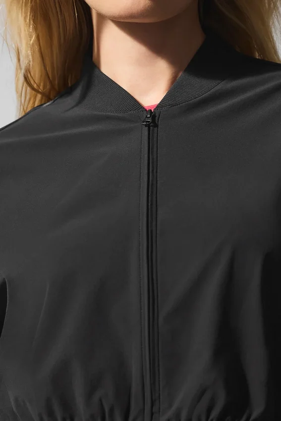 Cropped Breezy Full-Zip Cover up – Svart