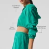 Cropped Breezy Full-Zip Huvtröja – Spruce Green