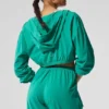 Cropped Breezy Full-Zip Huvtröja – Spruce Green
