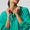 Cropped Breezy Full-Zip Huvtröja – Spruce Green