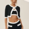 Cropped Capri Dream-kofta i bomull och kashmir – svart/vit