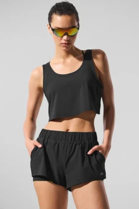Cropped Sport Star Linnen – Svart