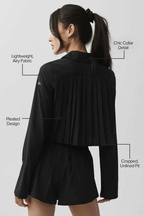 Cropped Unmatched Långärmat – Svart